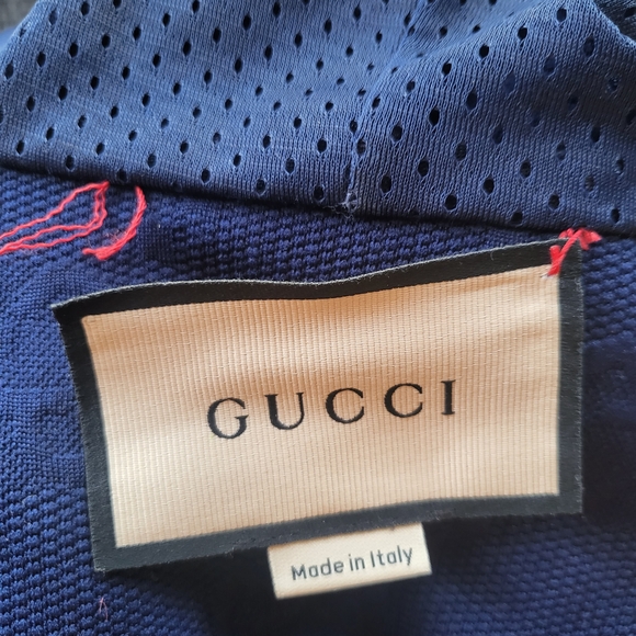 Gucci Color Block Zip-Up Hoodie with Mustard Sleeves and Red Stripe - Picture 8 of 9